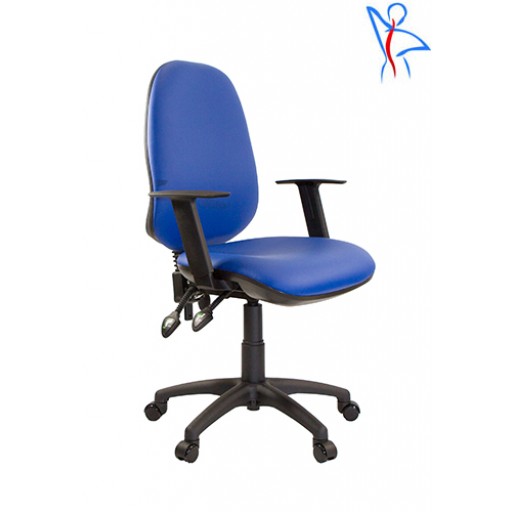 Vinyl Office Chair with Height Adjustable Arms + Inflatable Lumbar Support