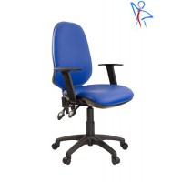 Vinyl Office Chair with Height Adjustable Arms + Inflatable Lumbar Support